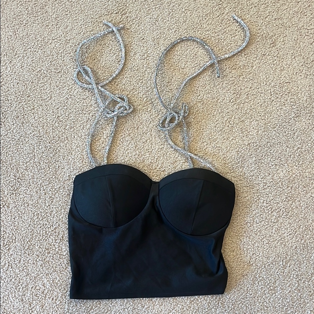Windsor rhinestone tie strap Black Top